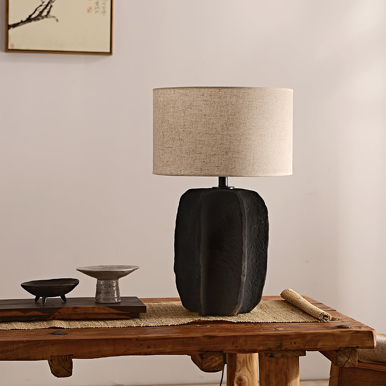 Ceramic Torso Table Lamp with Fabric Shade – Indoor Lighting Fixture 6