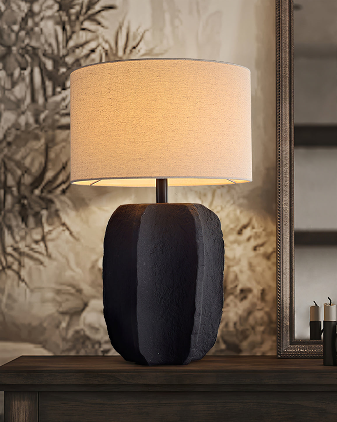 Ceramic Torso Table Lamp with Fabric Shade – Indoor Lighting Fixture 8