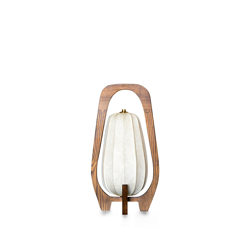 Elegant Wooden Table Lamp with Fabric Shade – Modern Rustic Design for Bedroom and Living Room 2