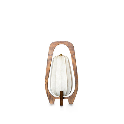 Elegant Wooden Table Lamp with Fabric Shade – Modern Rustic Design for Bedroom and Living Room 2