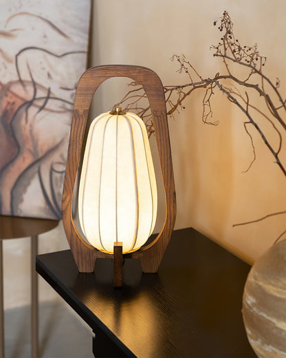 Elegant Wooden Table Lamp with Fabric Shade – Modern Rustic Design for Bedroom and Living Room 6