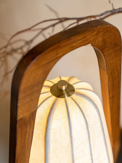 Elegant Wooden Table Lamp with Fabric Shade – Modern Rustic Design for Bedroom and Living Room 7