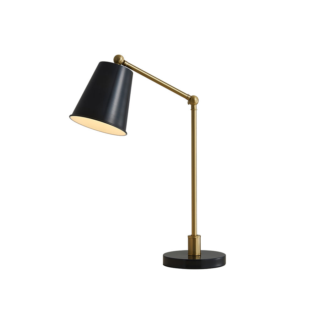 Mid-Century Modern Table Lamp with Brass Shade – Adjustable Task Lighting 1