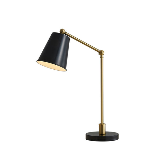 Mid-Century Modern Table Lamp with Brass Shade – Adjustable Task Lighting 1