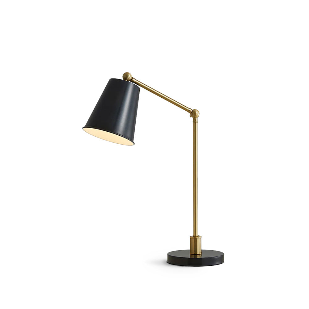 Mid-Century Modern Table Lamp with Brass Shade – Adjustable Task Lighting 2
