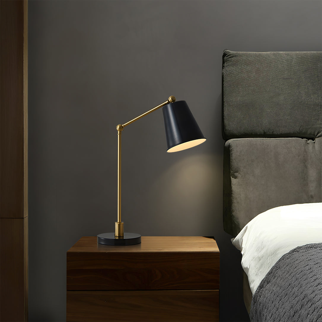 Mid-Century Modern Table Lamp with Brass Shade – Adjustable Task Lighting 4