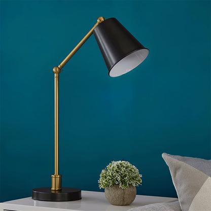 Mid-Century Modern Table Lamp with Brass Shade – Adjustable Task Lighting 7