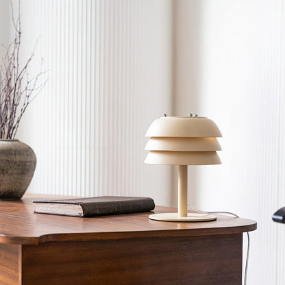 Modern Beige Table Lamp with Layered Design – Stylish Desk or Bedside Lamp 2