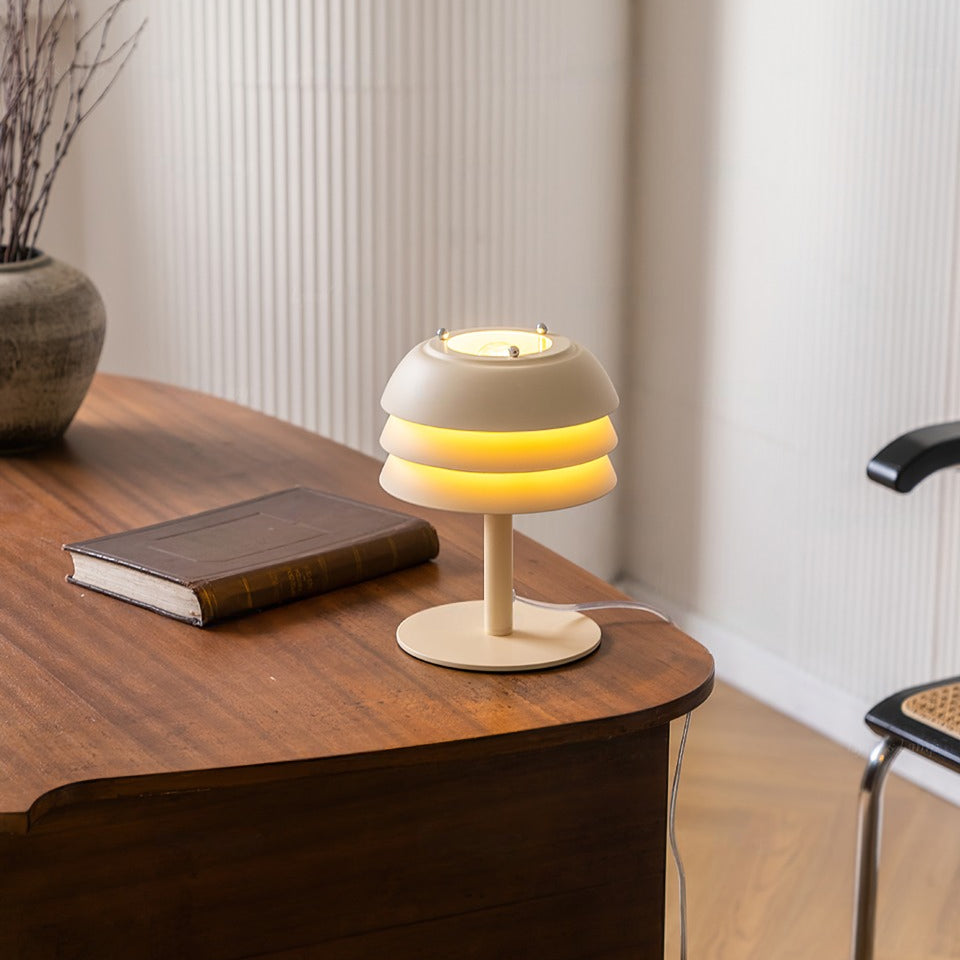 Modern Beige Table Lamp with Layered Design – Stylish Desk or Bedside Lamp 3