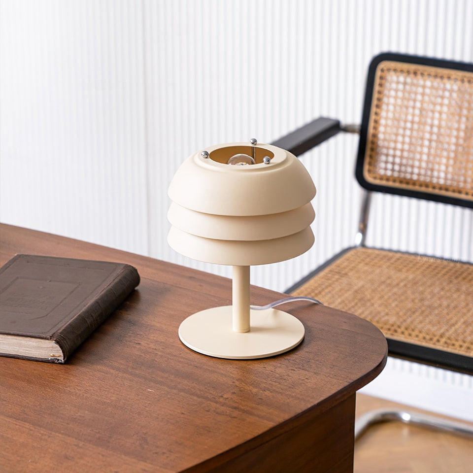 Modern Beige Table Lamp with Layered Design – Stylish Desk or Bedside Lamp 4