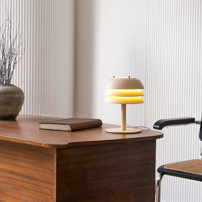 Modern Beige Table Lamp with Layered Design – Stylish Desk or Bedside Lamp 6