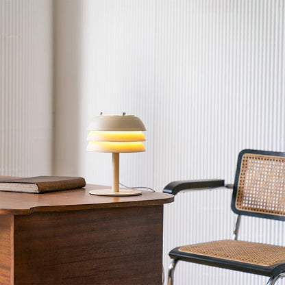 Modern Beige Table Lamp with Layered Design – Stylish Desk or Bedside Lamp 7