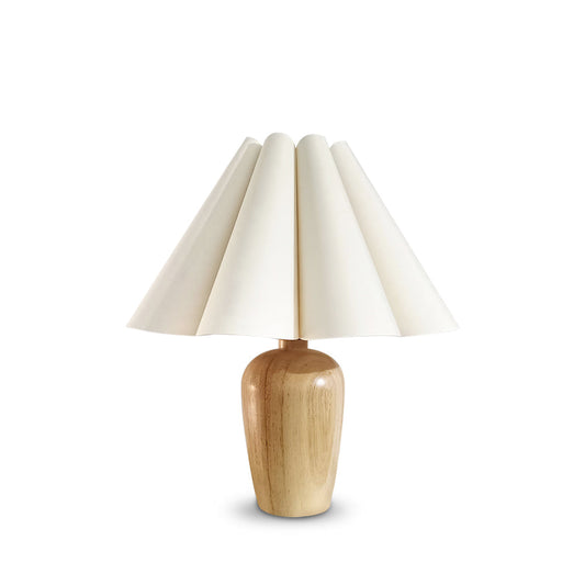 Vintage Beige Table Lamp with Fluted Shade – Elegant Indoor Lighting Fixture 1