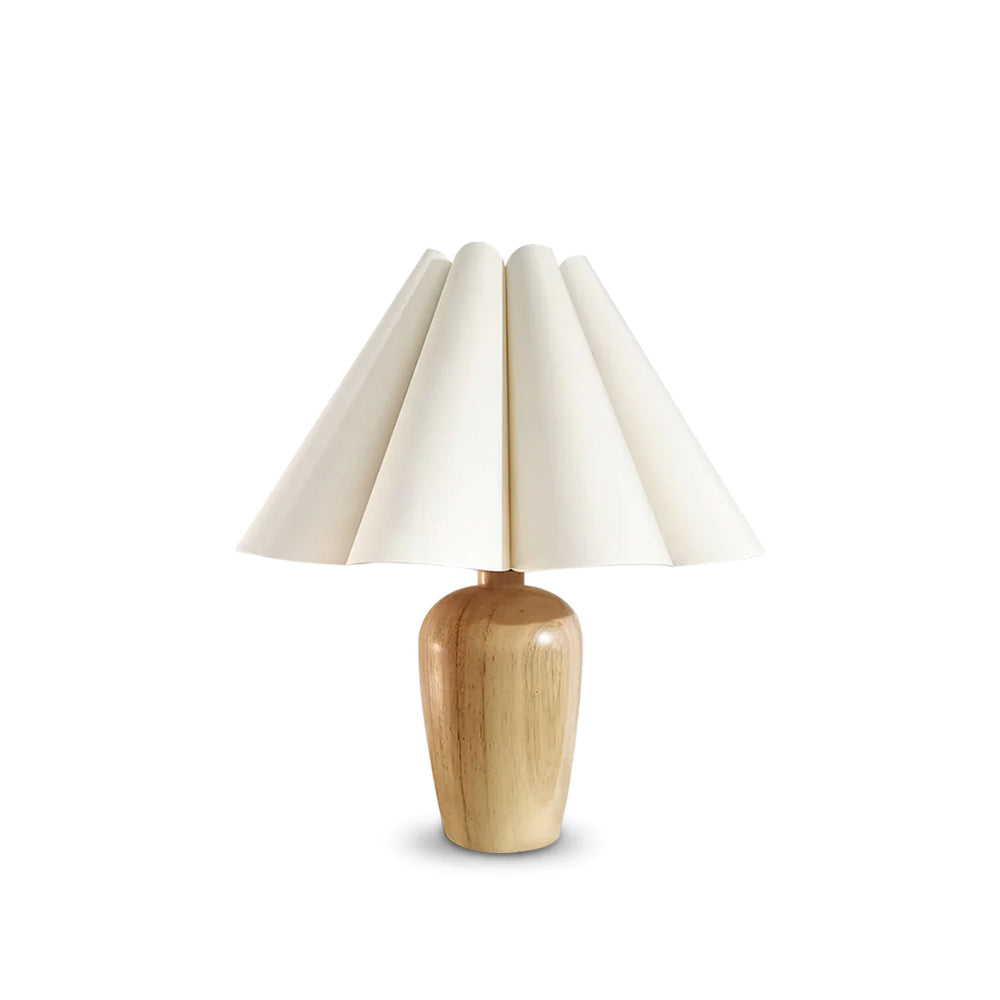 Vintage Beige Table Lamp with Fluted Shade – Elegant Indoor Lighting Fixture 2