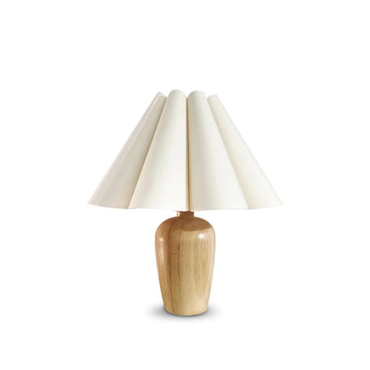 Vintage Beige Table Lamp with Fluted Shade – Elegant Indoor Lighting Fixture 2
