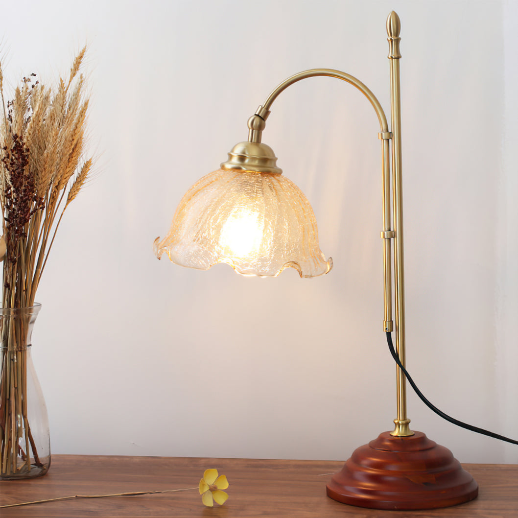 Vintage Table Lamp with Textured Glass and Copper Accents – 22 Height 2