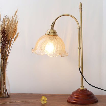 Vintage Table Lamp with Textured Glass and Copper Accents – 22 Height 2