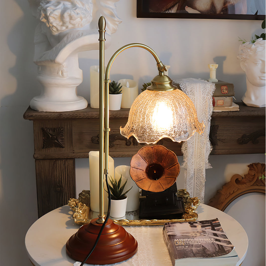Vintage Table Lamp with Textured Glass and Copper Accents – 22 Height 5