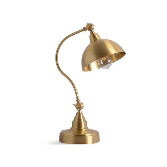 Brass Table Lamp with Adjustable Arm and Dome Shade – Modern Desk Light 1