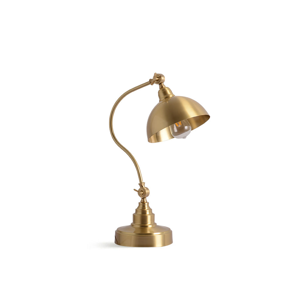 Brass Table Lamp with Adjustable Arm and Dome Shade – Modern Desk Light 2