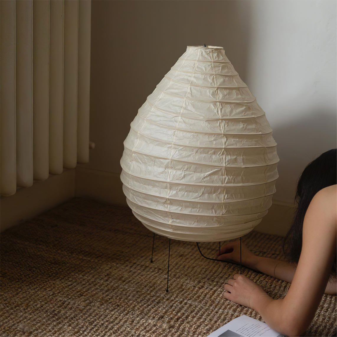 Handmade Mulberry Paper Table Lamp with Unique Design – 42cm Diameter 8