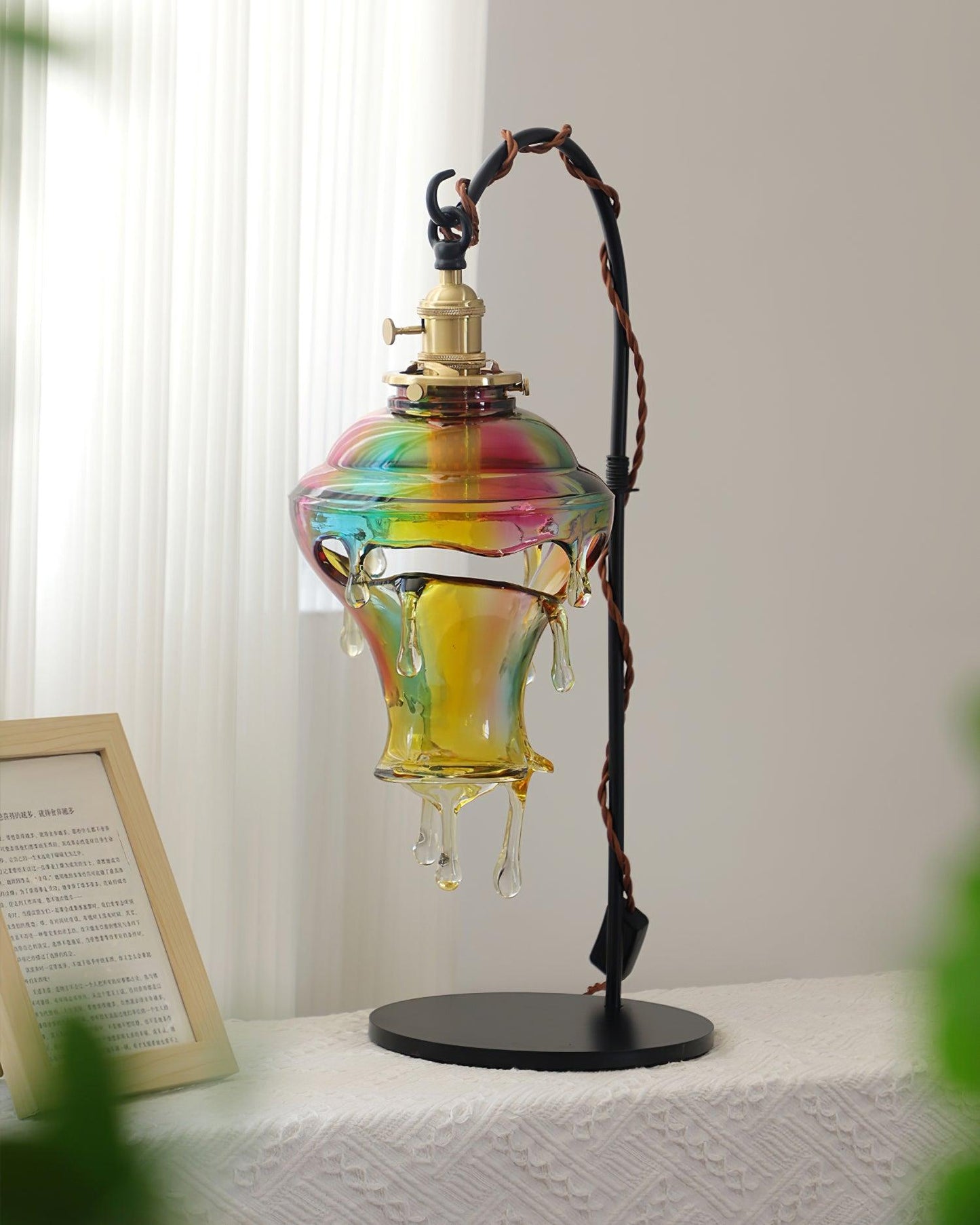 Iridescent Water Droplets Resin Table Lamp – 28cm Diameter, Indoor Lighting 6