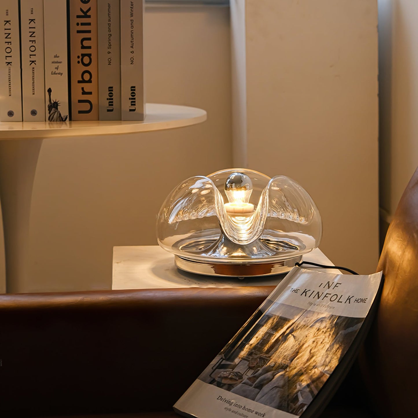 Wave Koch Table Lamp with Clear Shade and Chrome Frame – Modern Ambient Lighting 5
