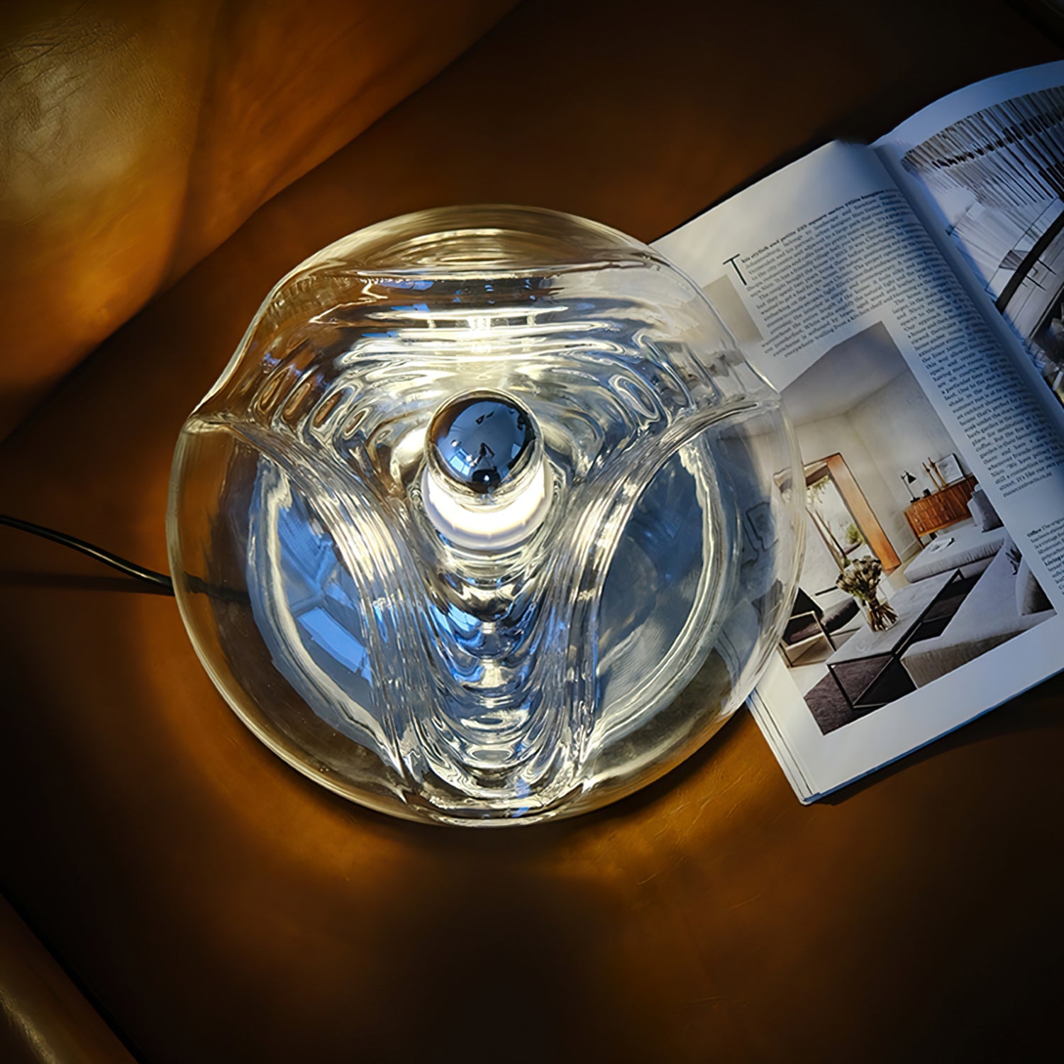 Wave Koch Table Lamp with Clear Shade and Chrome Frame – Modern Ambient Lighting 8
