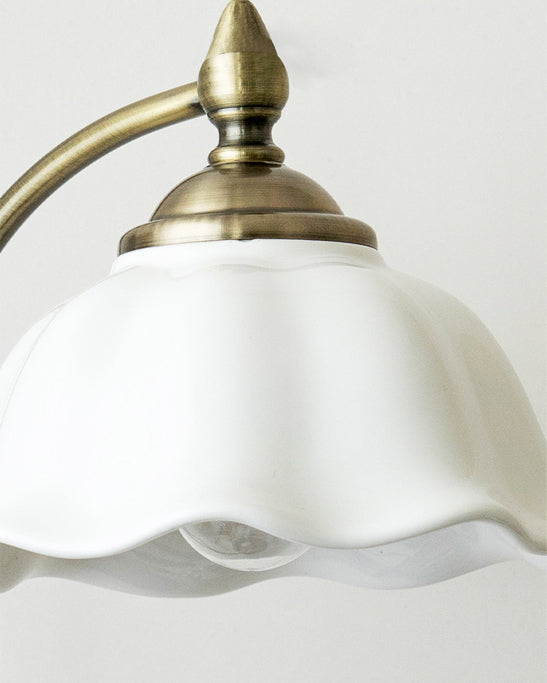 Ceramic Table Lamp with Flower Shade – Touch Control, USB Charging – White and Gold 5