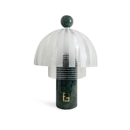 Modern Table Lamp with Green Marble Base and Glass Dome – Stylish Desk or Bedside Lamp 1