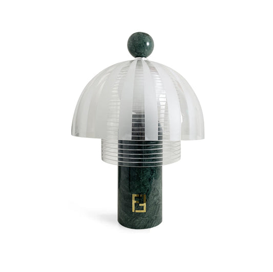 Modern Table Lamp with Green Marble Base and Glass Dome – Stylish Desk or Bedside Lamp 1