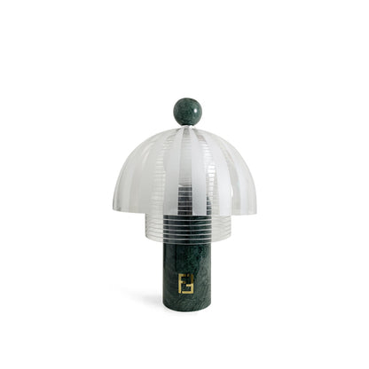 Modern Table Lamp with Green Marble Base and Glass Dome – Stylish Desk or Bedside Lamp 2