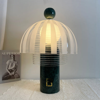 Modern Table Lamp with Green Marble Base and Glass Dome – Stylish Desk or Bedside Lamp 3