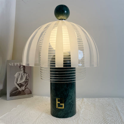 Modern Table Lamp with Green Marble Base and Glass Dome – Stylish Desk or Bedside Lamp 7