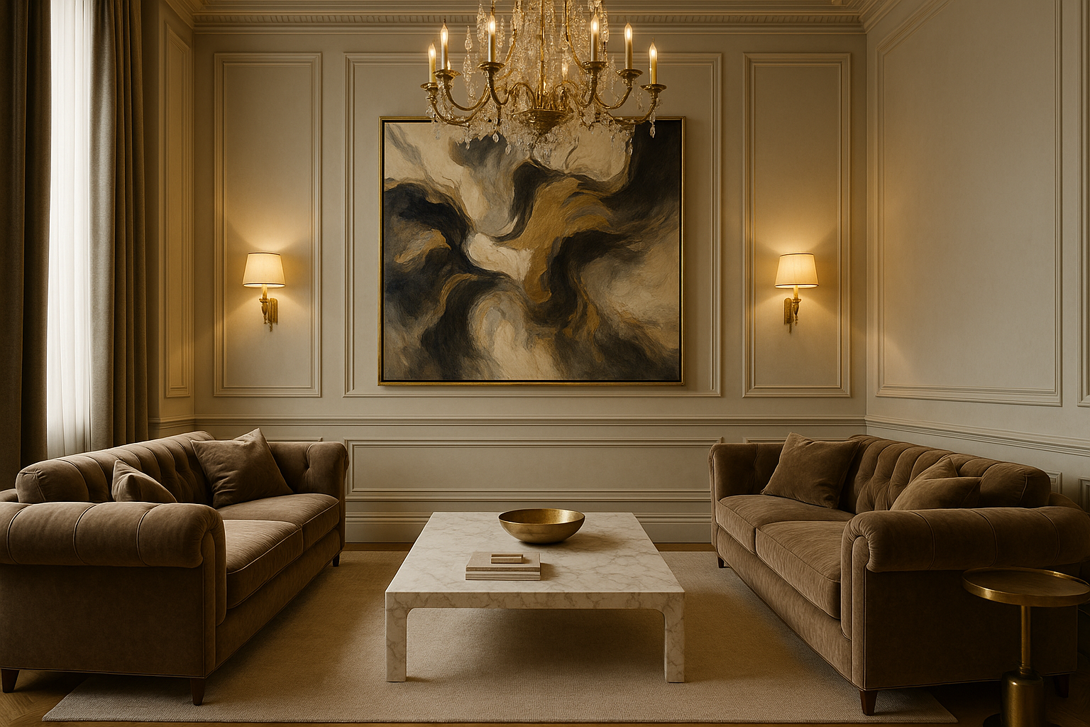 wall art in luxurious living room